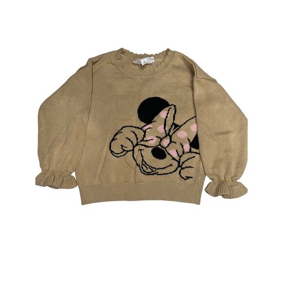 Disney for Baby Gap Toddler Girls 3 T Sweater Ruffle Tan Minnie Mouse - Picture 1 of 5